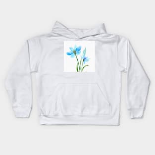 Blue Watercolor Flower Kids Hoodie